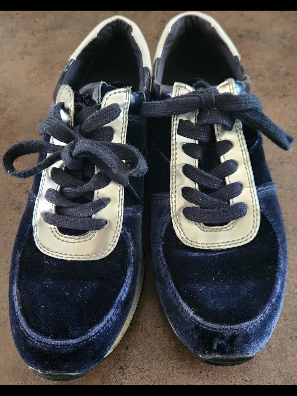Michael Kors Allie Navy Velvet Sneakers with Silver Trim